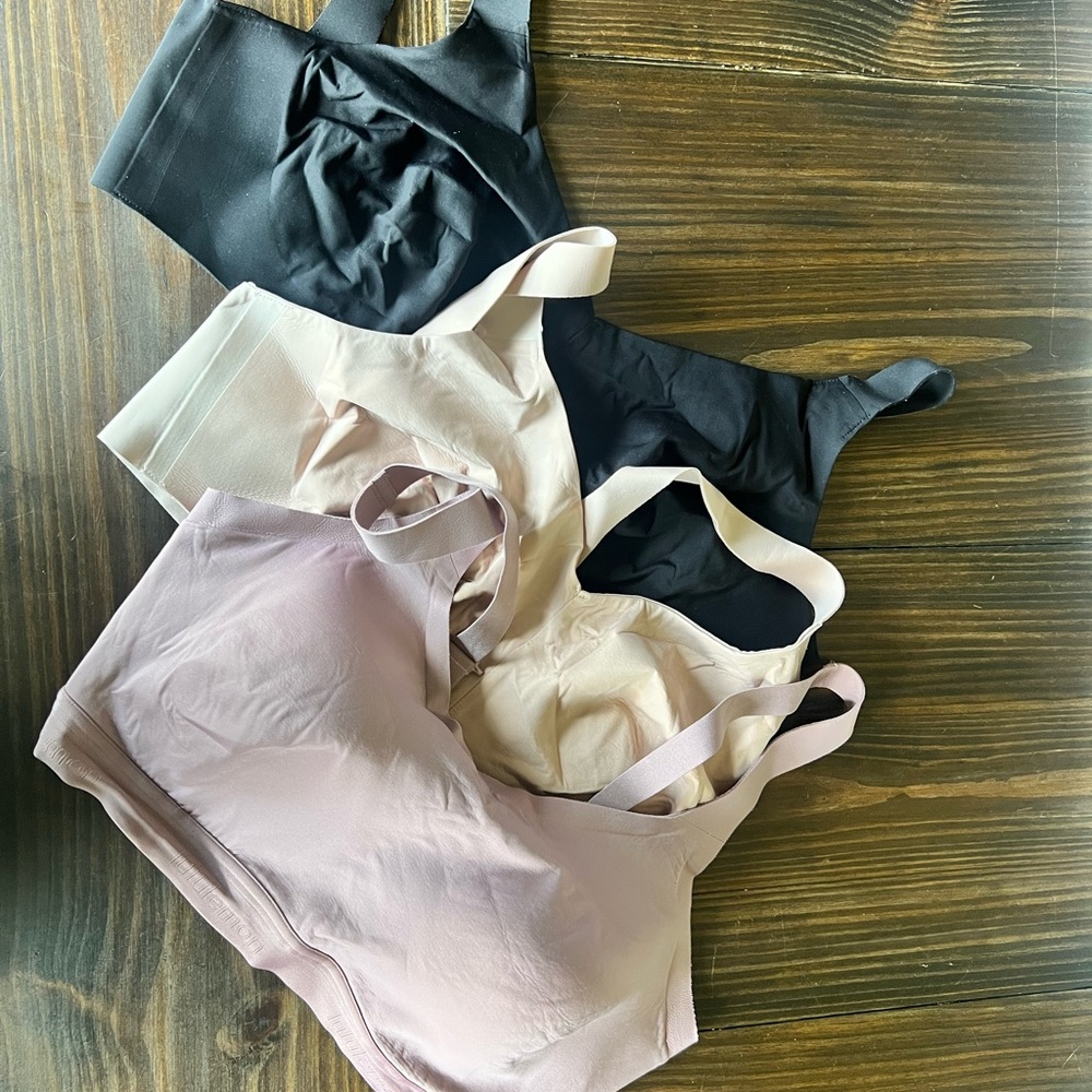Set of Wireless Bras in Black, Cream, and Pink